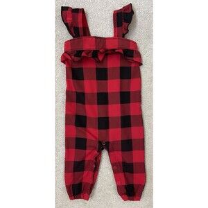 Joe Fresh Baby Girl 6/12M Red Buffalo Plaid Jumpsuit